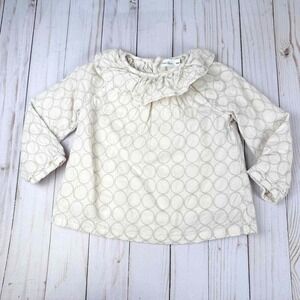 Oliver & Rain Blouse Kids 18m Cream Embroidered Ruffle Collar Long Sleeve